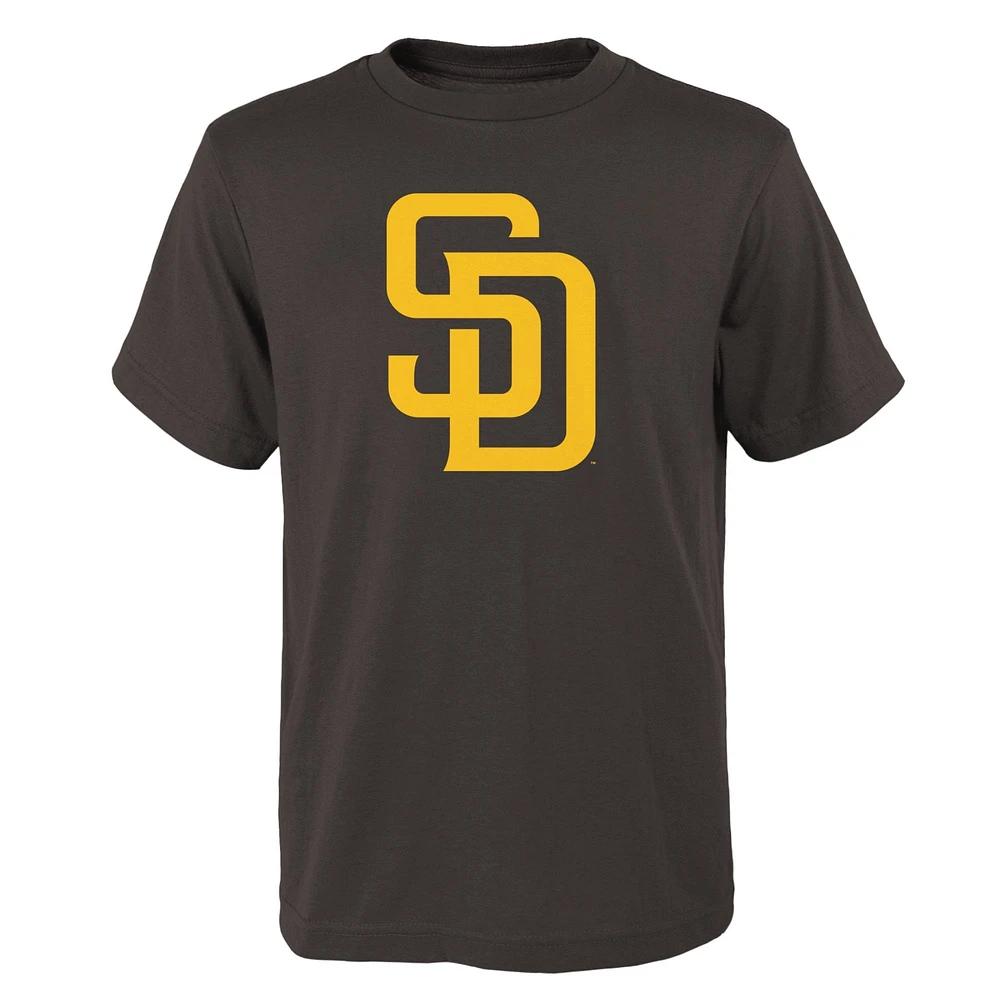 T-shirt marron avec logo principal des San Diego Padres pour jeunes