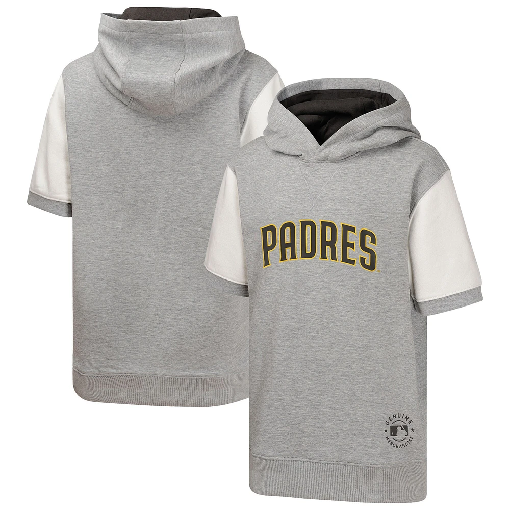 Youth  Heather Gray San Diego Padres Line Up Short Sleeve Pullover Hoodie
