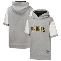 Youth  Heather Gray San Diego Padres Line Up Short Sleeve Pullover Hoodie