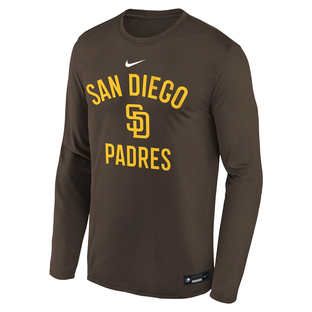 Youth Nike Brown San Diego Padres Authentic Collection Legend Performance Long Sleeve T-Shirt