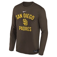 Youth Nike Brown San Diego Padres Authentic Collection Legend Performance Long Sleeve T-Shirt