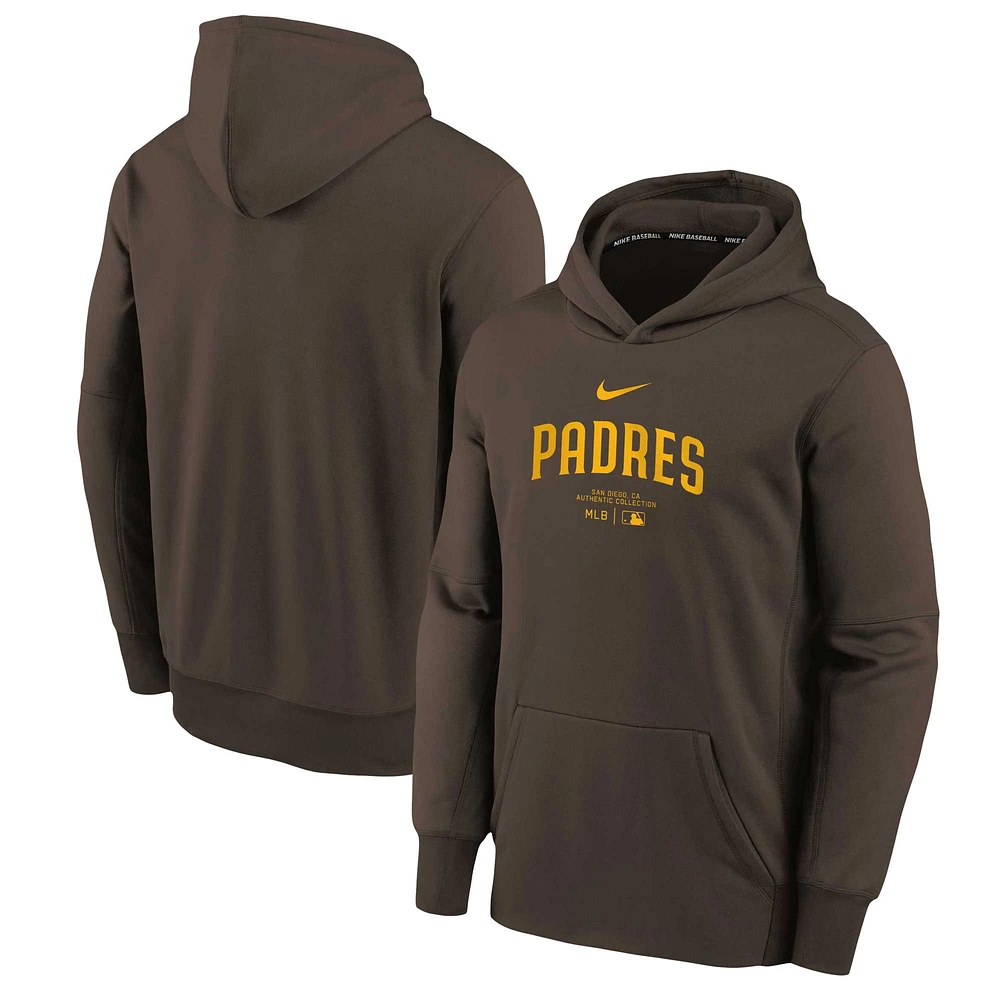 Sweat à capuche Nike San Diego Padres Authentic Collection Performance pour jeune, marron