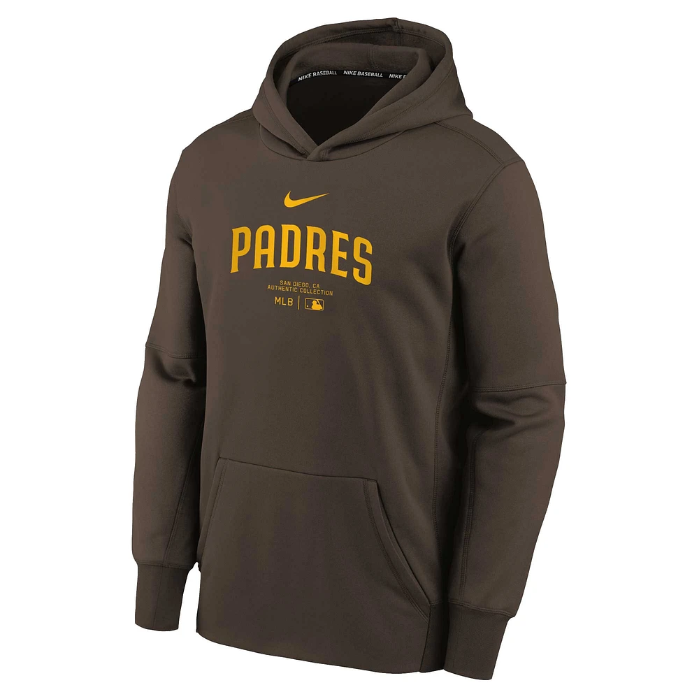 Sweat à capuche Nike San Diego Padres Authentic Collection Performance pour jeune, marron