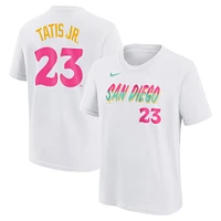 T-shirt Nike Fernando Tatis Jr. pour jeune San Diego Padres Fuse City Connect avec nom et numéro blanc