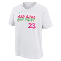 T-shirt Nike Fernando Tatis Jr. pour jeune San Diego Padres Fuse City Connect avec nom et numéro blanc