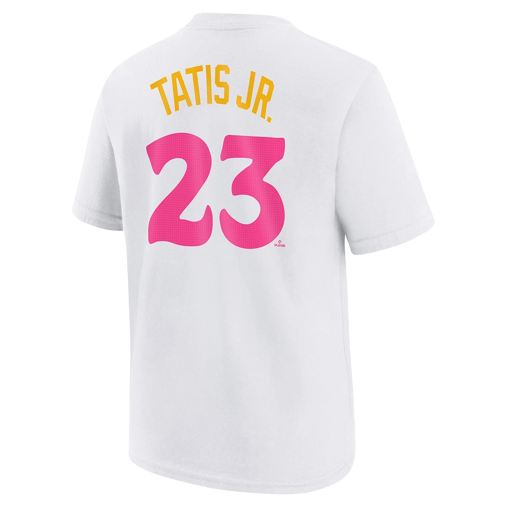 T-shirt Nike Fernando Tatis Jr. pour jeune San Diego Padres Fuse City Connect avec nom et numéro blanc
