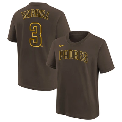 Youth Nike Jackson Merrill Brown San Diego Padres Player Name & Number T-Shirt