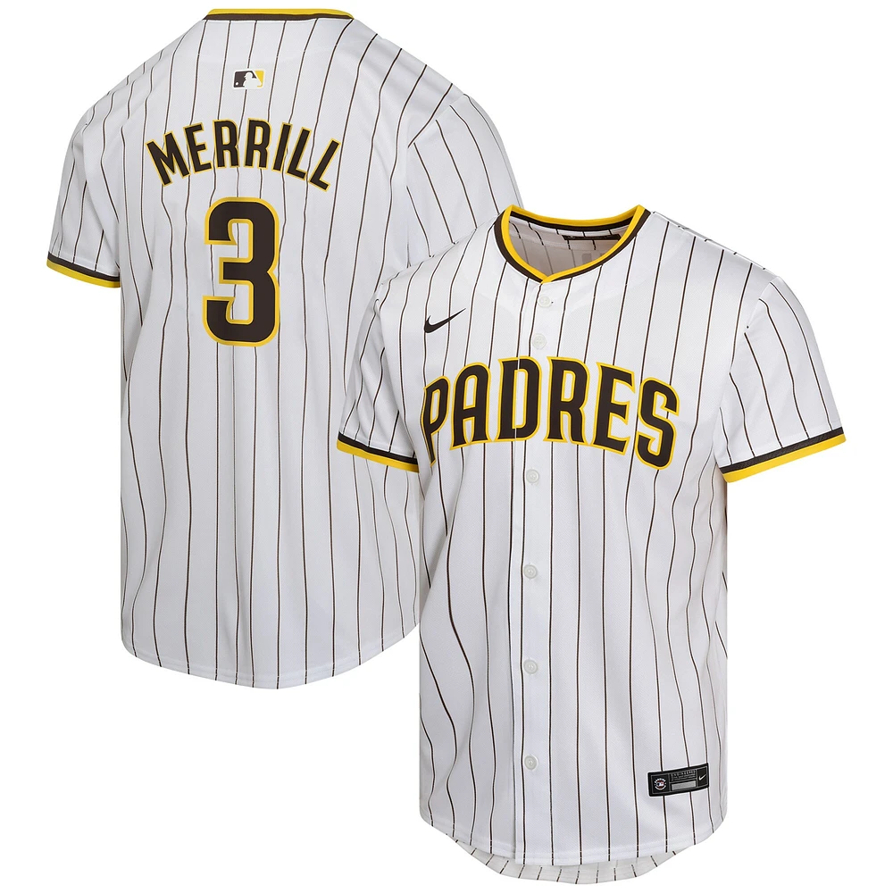 Maillot de match joueur à domicile Nike Jackson Merrill pour jeunes des San Diego Padres, blanc