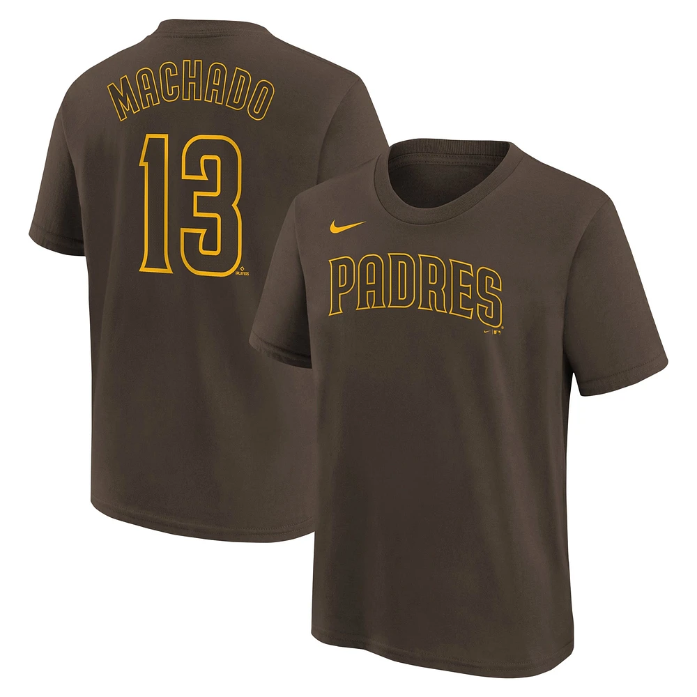 T-shirt avec nom et numéro du joueur à domicile des San Diego Padres Nike Manny Machado marron pour jeune