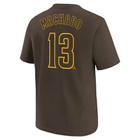 T-shirt avec nom et numéro du joueur à domicile des San Diego Padres Nike Manny Machado marron pour jeune