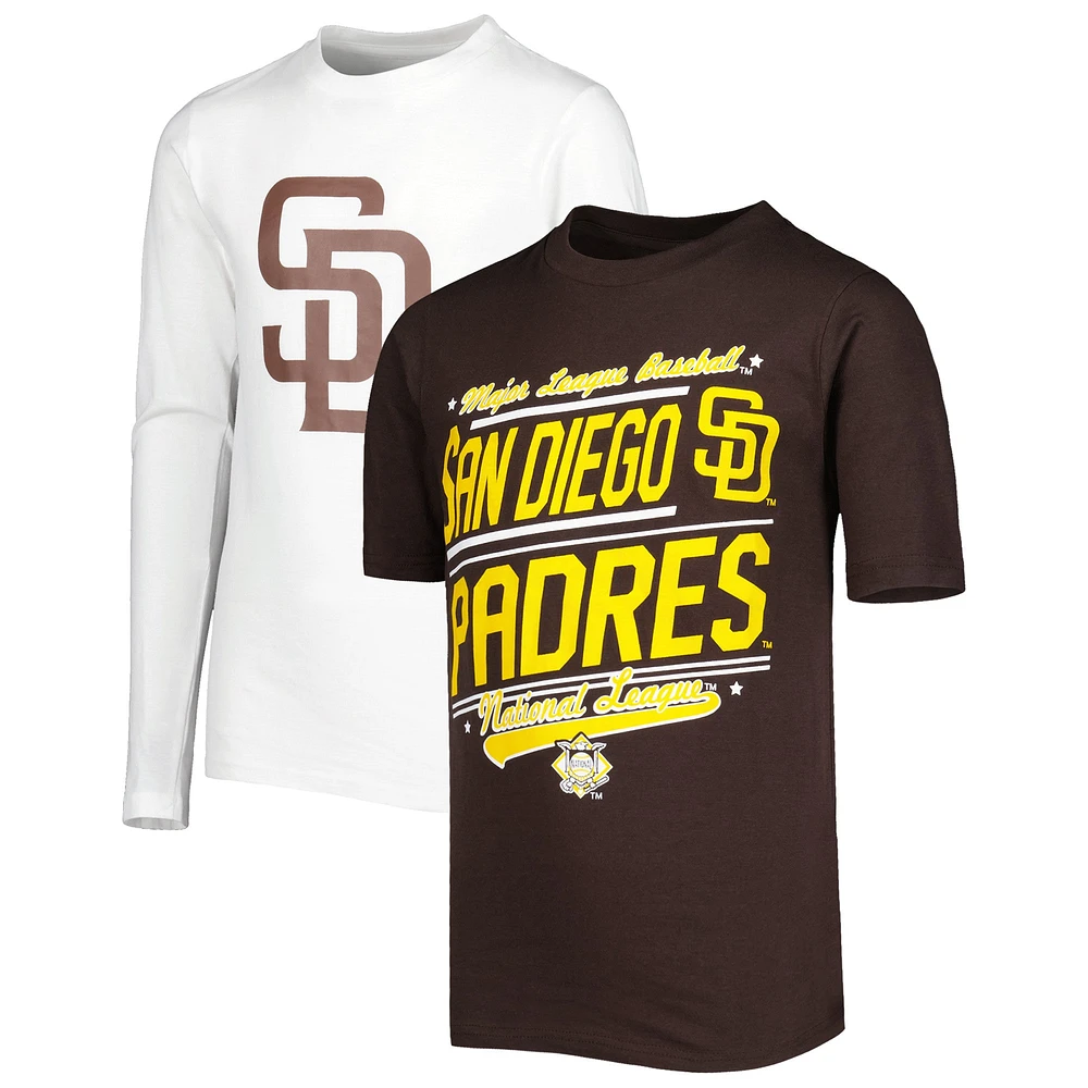 Ensemble de t-shirts pour jeunes Stitches marron/blanc San Diego Padres Combo