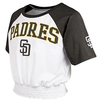 T-shirt raglan blanc pour jeunes des Padres de San Diego sur la base