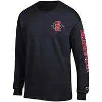 Men's Champion Black San Diego State Aztecs Team Stack Long Sleeve T-Shirt