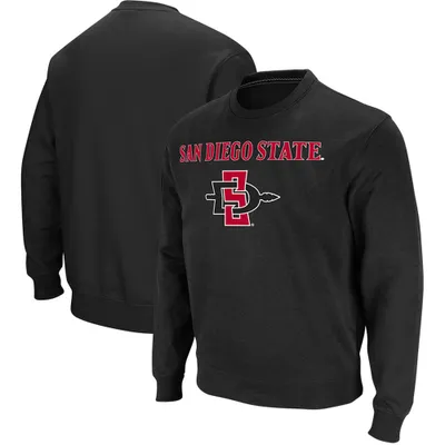 Men's Colosseum Black San Diego State Aztecs Arch & Logo Tackle Twill Pullover Sweatshirt