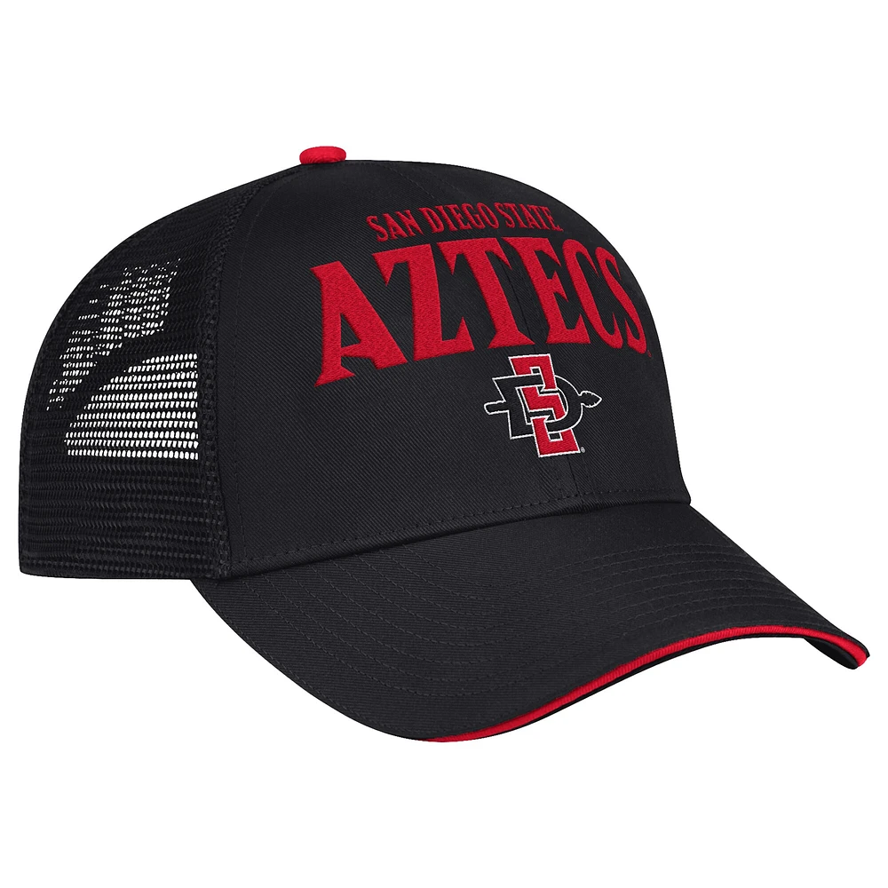 Casquette réglable pour hommes Colosseum Black San Diego State Aztecs Wyatt Primary Team Trucker