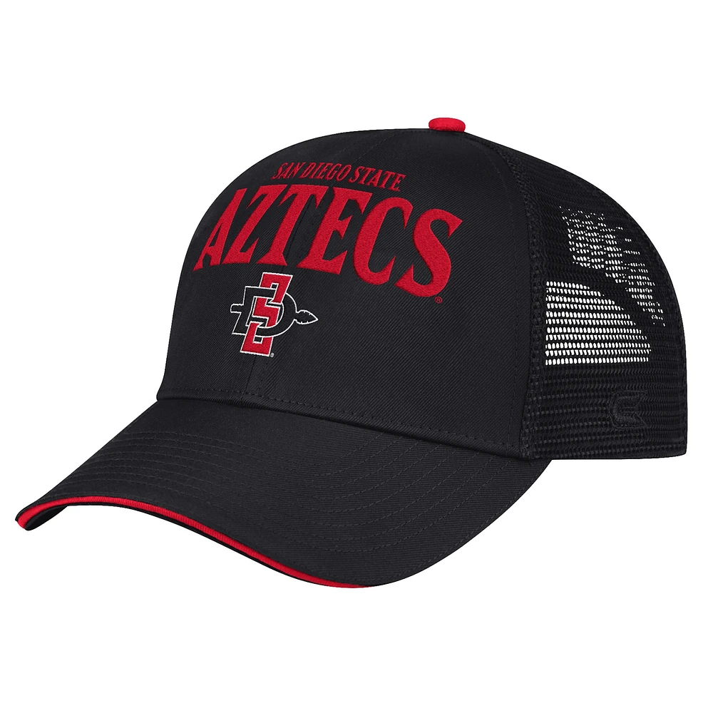 Casquette réglable pour hommes Colosseum Black San Diego State Aztecs Wyatt Primary Team Trucker