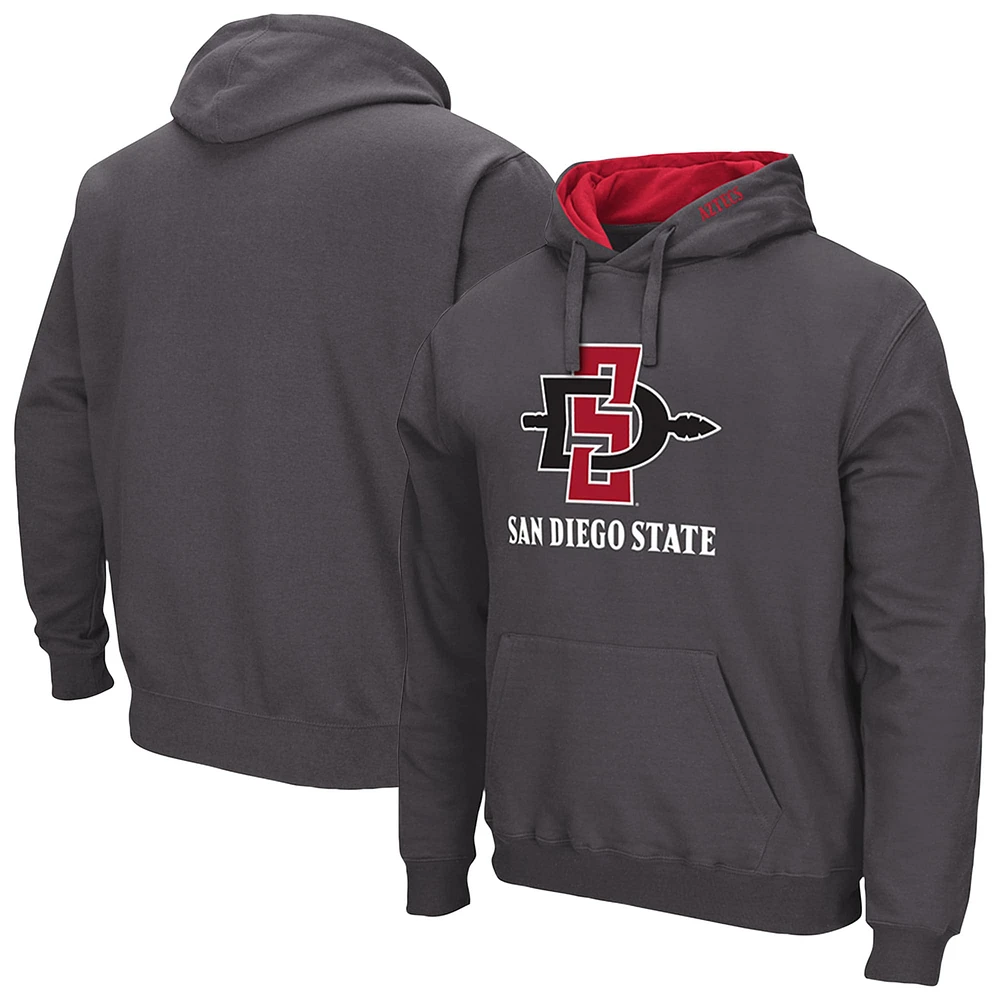 Men's Colosseum Charcoal San Diego State Aztecs Arch & Logo 3.0 Pullover Hoodie