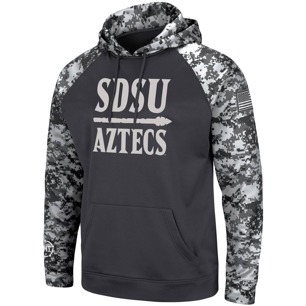 Men's Colosseum Charcoal San Diego State Aztecs OHT Military Appreciation Digital Camo Pullover Hoodie