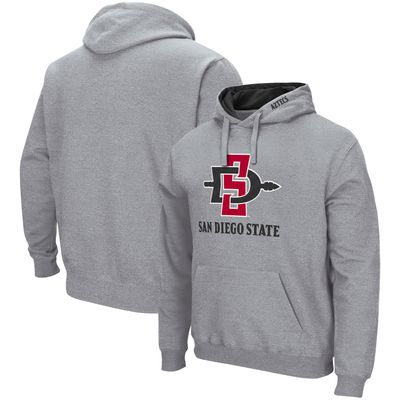 Men's Colosseum Heathered Gray San Diego State Aztecs Arch and Logo Pullover Hoodie