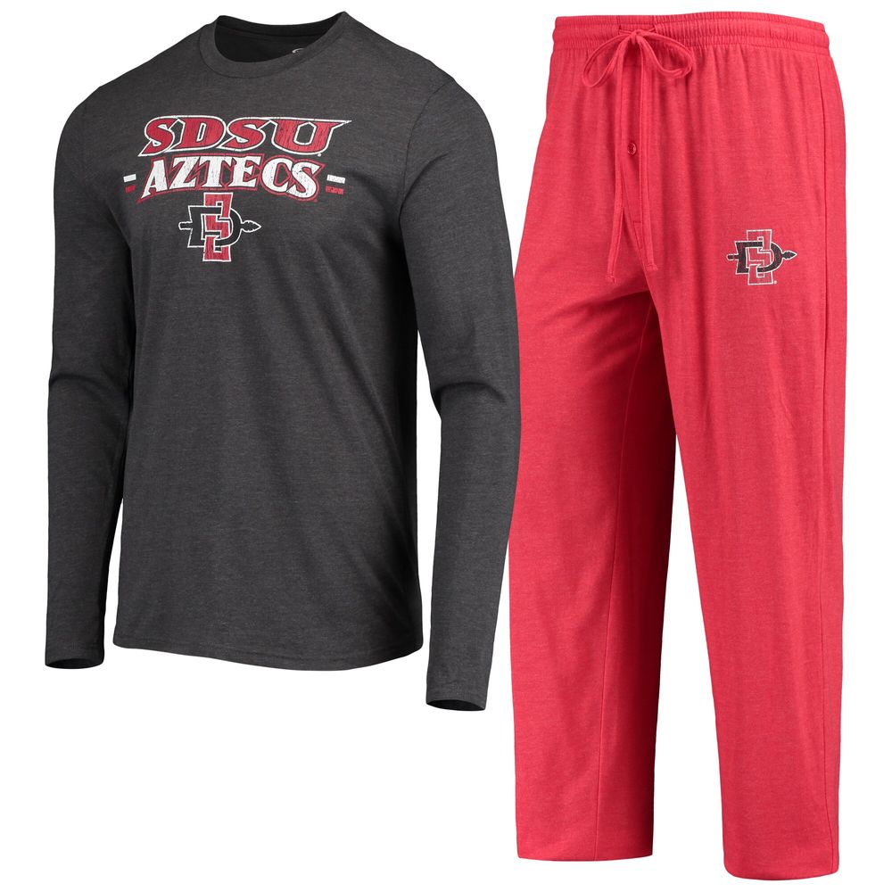 Men's Concepts Sport Cardinal/Heathered Charcoal San Diego State Aztecs Meter Long Sleeve T-Shirt & Pants Sleep Set