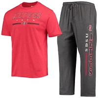 Concepts Sport Heathered Charcoal/Cardinal San Diego State Aztecs Meter T-shirt et pantalon Ensemble de nuit