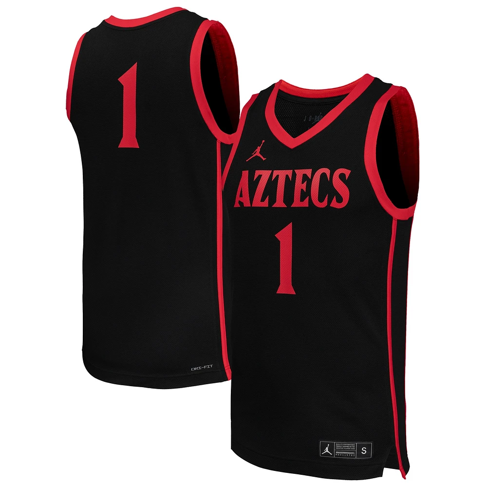 Men's Jordan Brand #1 Black San Diego State Aztecs Replica Basketball Jersey