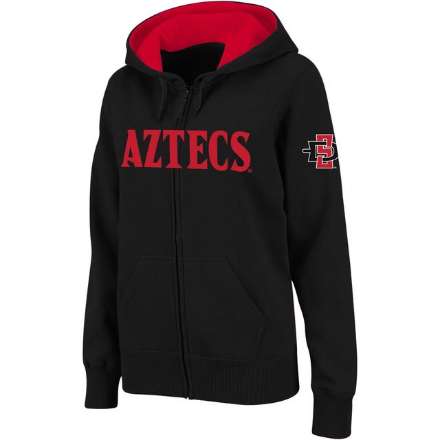 Sweat à capuche zippé intégral Stadium Athletics pour femme avec nom arqué des Aztèques de l'État San Diego, noir