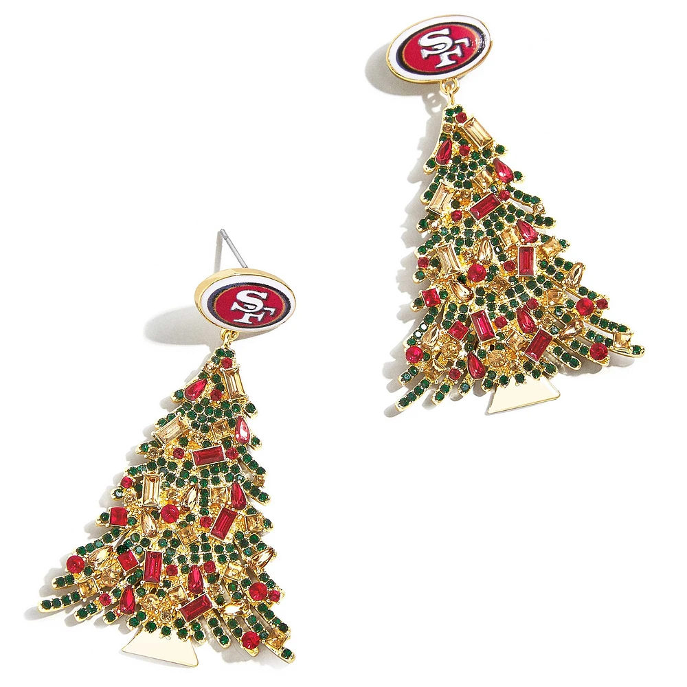 BaubleBar San Francisco 49ers Boucles d'oreilles pendantes en forme d'arbre de Noël