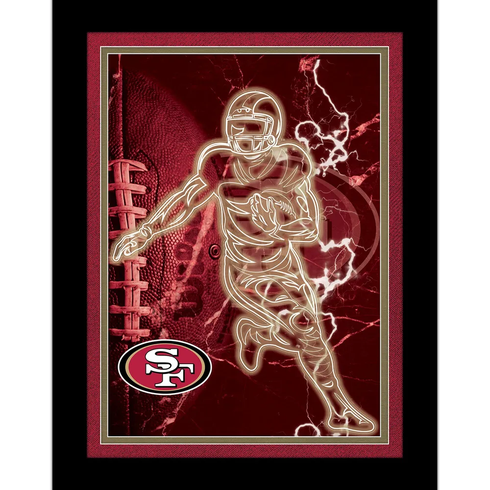 Lids San Francisco 49ers 12'' x 16'' Framed Neon Player Print - Black