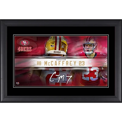 Christian McCaffrey San Francisco 49ers Facsimile Signature Framed 10" x 18" Player Nameplate Collage