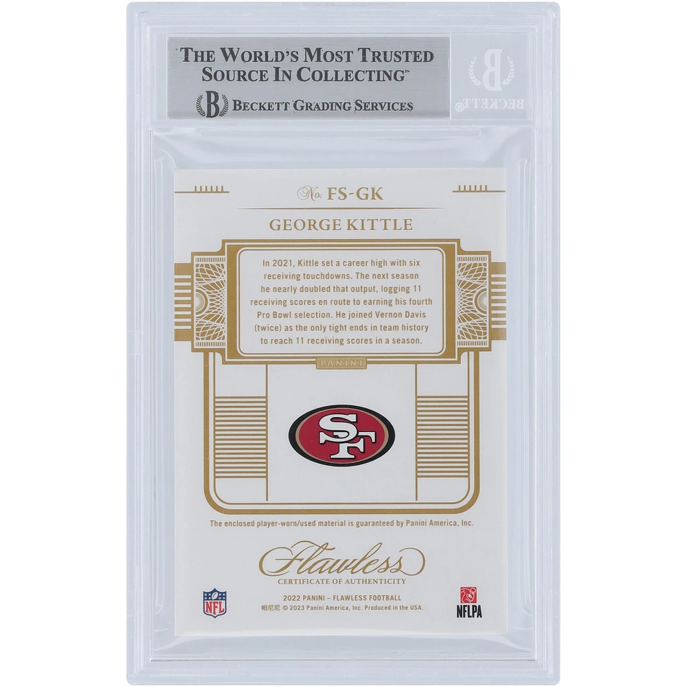 George Kittle San Francisco 49ers 2022 Panini Flawless NFL Shield Relic #FS-GK #1/1 BGS Authenticated 8.5 Card - 9.5,9,9,8 Subgrades