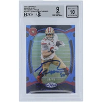 Carte Panini certifiée miroir bleu autographiée 2021 de George Kittle San Francisco 49ers #95 #/75 Beckett Fanatics Witnessed Authenticated 9/10