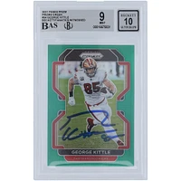 Carte Panini Prizm verte 2021 autographiée par George Kittle des 49ers de San Francisco Prizm #54 Beckett Fanatics Witnessed Authenticated 9/10
