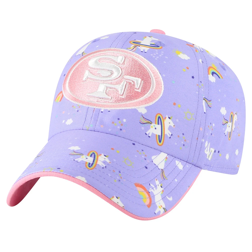 Chapeau réglable de nettoyage licorne '47 pour filles d'âge préscolaire, lavande, San Francisco 49ers