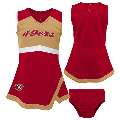 Filles préscolaires Scarlet San Francisco 49ers deux pièces Cheer Captain Jumper Dress avec Bloomer Set