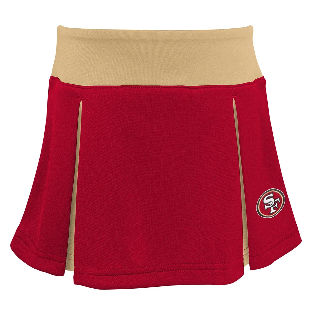 Girls Toddler Scarlet San Francisco 49ers Spirit Cheer Ensemble de pom-pom girl deux pièces avec bloomer