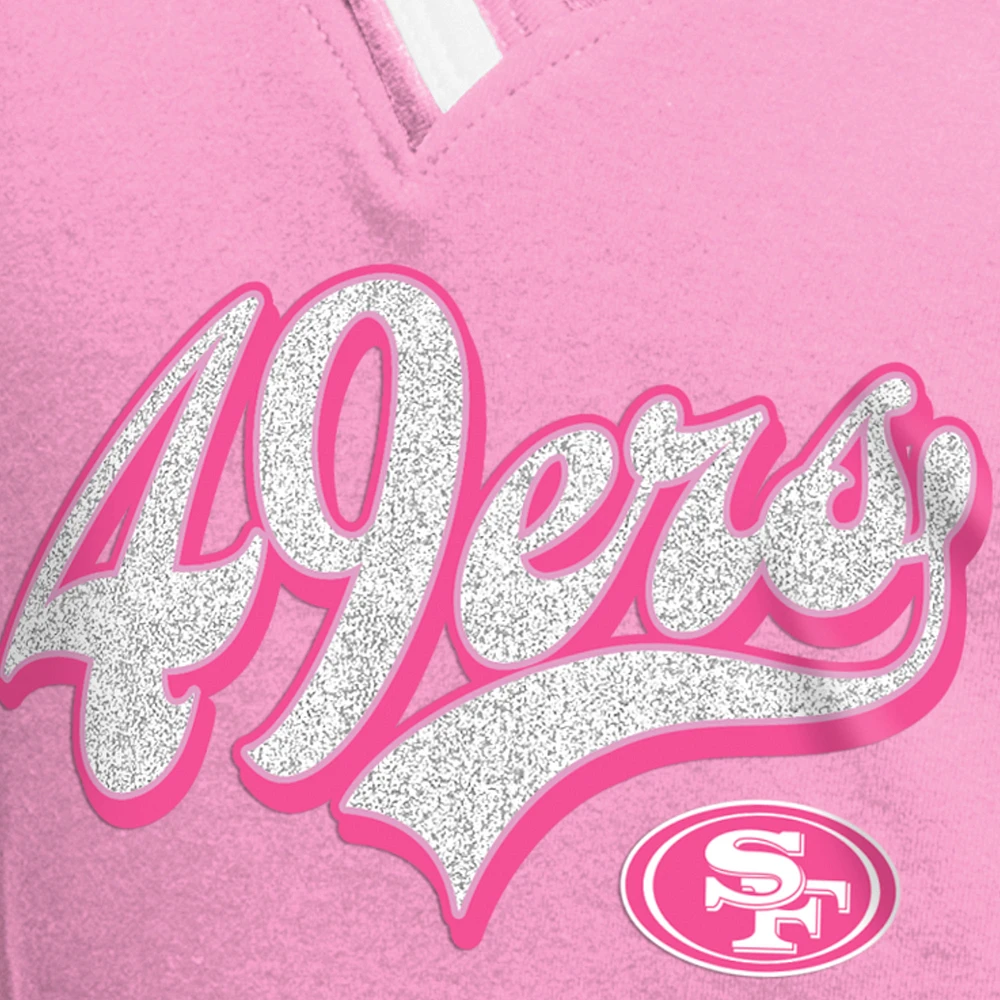 T-shirt à col en V raglan rose New Era pour fille, motif maman et moi des San Francisco 49ers