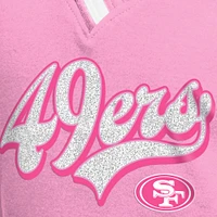 T-shirt à col en V raglan rose New Era pour fille, motif maman et moi des San Francisco 49ers