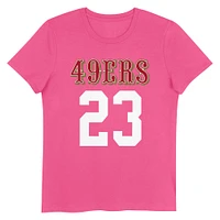 Girls Youth Christian McCaffrey Pink San Francisco 49ers Player Name & Number T-Shirt