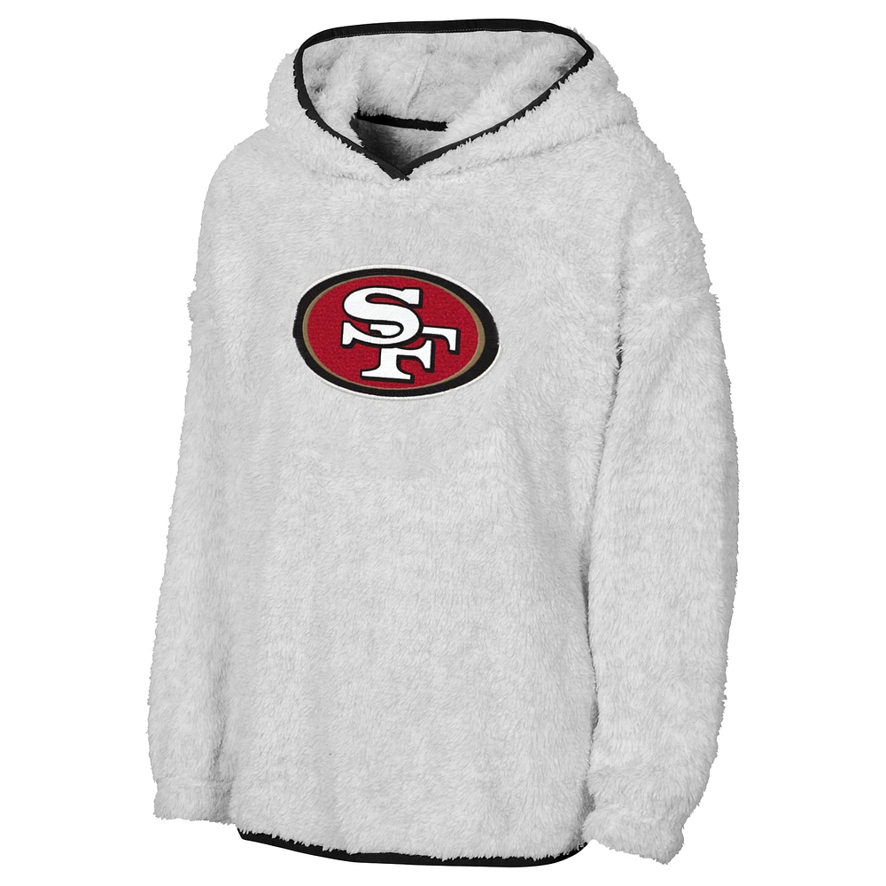 Sweat à capuche en polaire Ultimate Teddy gris pour jeunes filles des 49ers de San Francisco