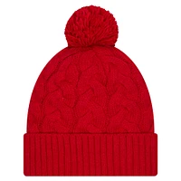 Bonnet en tricot torsadé à revers et pompon pour fille New Era Scarlet San Francisco 49ers