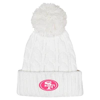 Girls Youth White San Francisco 49ers Cable Cuffed Knit Hat with Pom