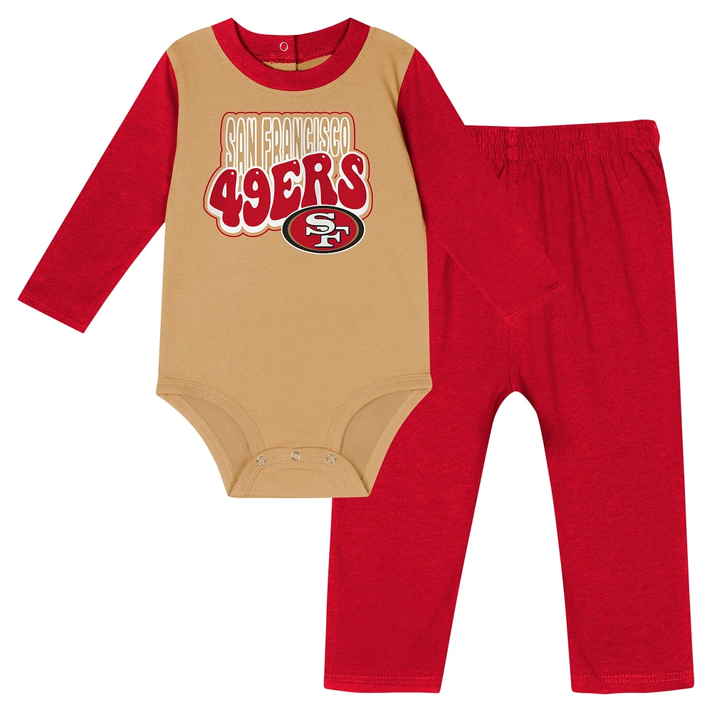 Ensemble body à manches longues et pantalon Scarlet San Francisco 49ers Double Up pour bébé