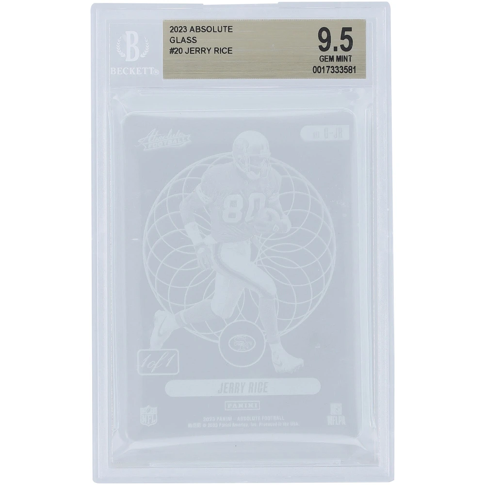 Jerry Rice San Francisco 49ers 2023 Panini Absolute Glass #G-JR #1/1 BGS Authenticated 9.5 Card