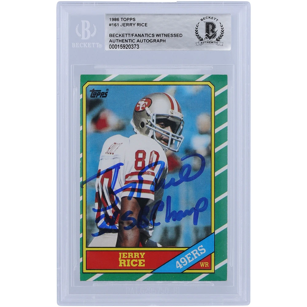 Jerry Rice San Francisco 49ers Autographed 1986 Topps Series 1 #161 Beckett Fanatics Witnessed Authenticated Rookie Card with "3X SB Champ" Inscription