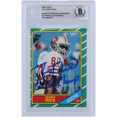 Jerry Rice San Francisco 49ers Autographed 1986 Topps Series 1 #161 Beckett Fanatics Witnessed Authenticated Rookie Card with "3X SB Champ" Inscription