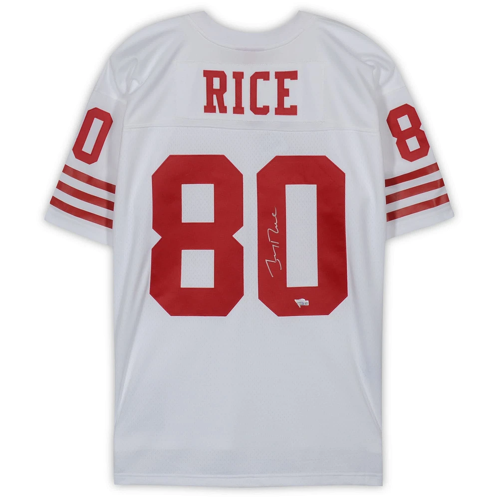 Maillot réplique autographié Mitchell & Ness blanc des San Francisco 49ers de Jerry Rice