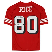 Jerry Rice San Francisco 49ers Autographed Red Mitchell & Ness Authentic Jersey with "GOAT" Inscription