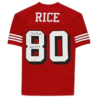 Jerry Rice San Francisco 49ers Autographed Red Mitchell & Ness Authentic Jersey with "HOF 2010" Inscription