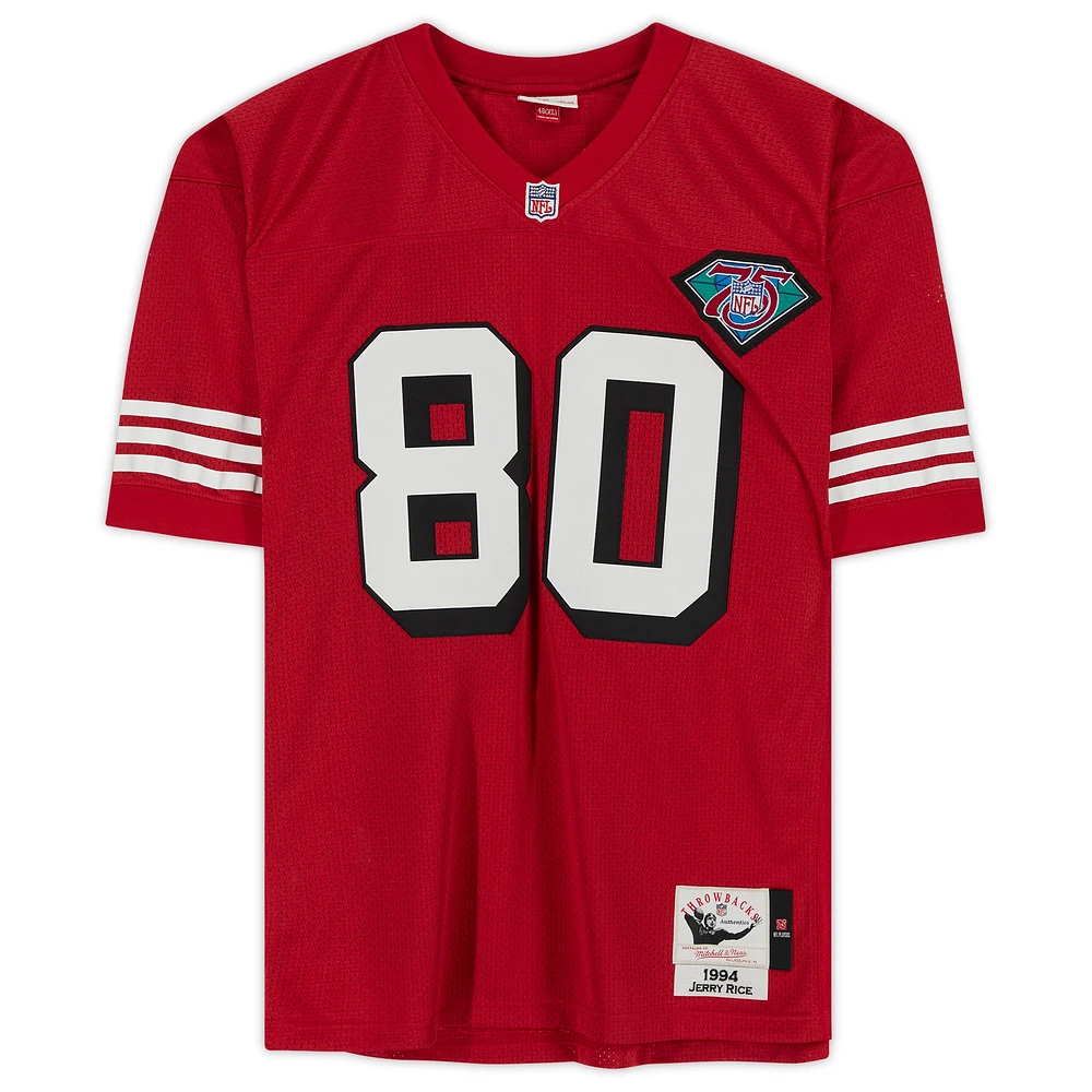 Jerry Rice San Francisco 49ers Autographed Red Mitchell & Ness Authentic Jersey